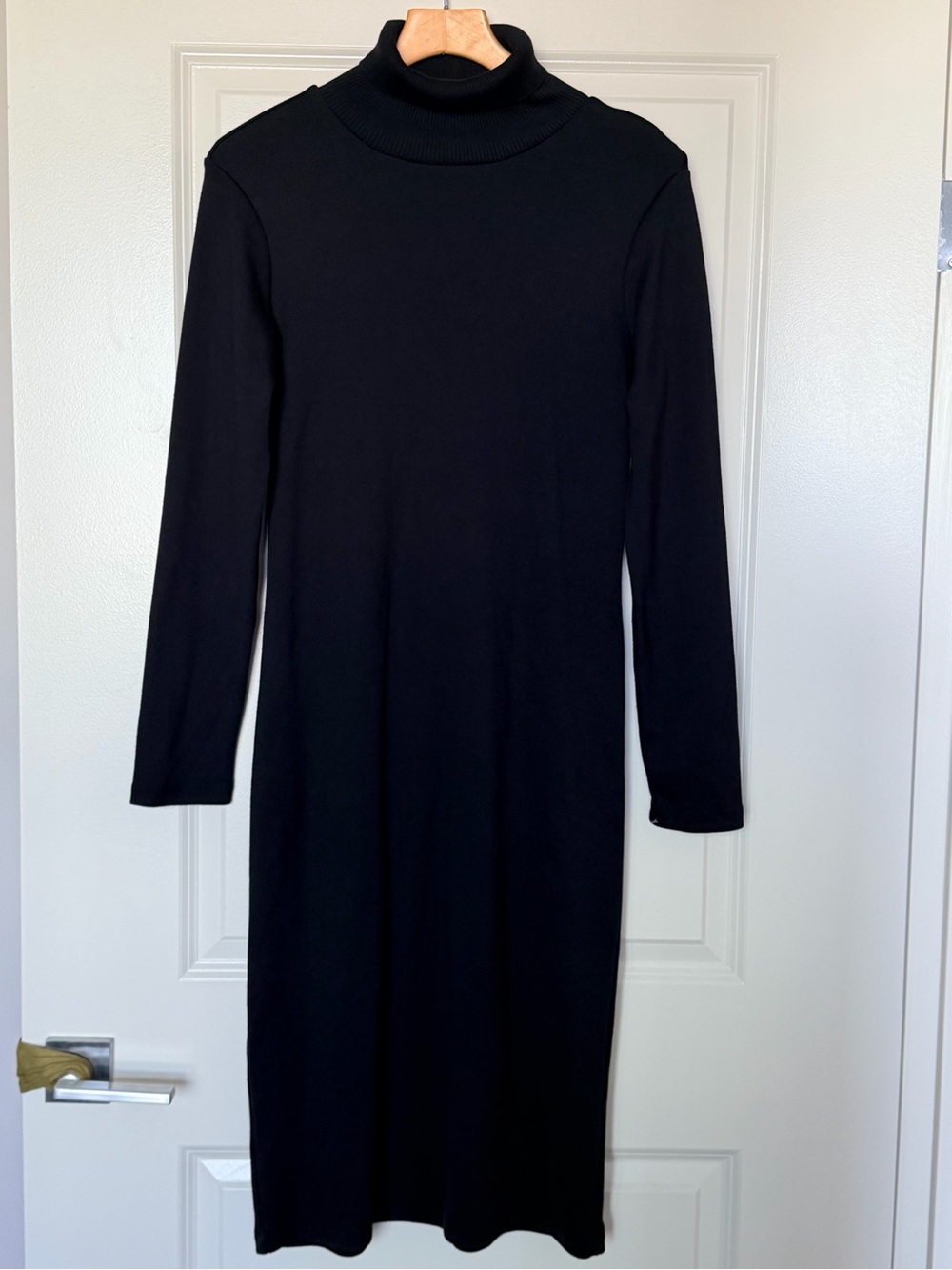 Lands' End 100% Cotton Turtleneck Sweater Midi Dress Size M